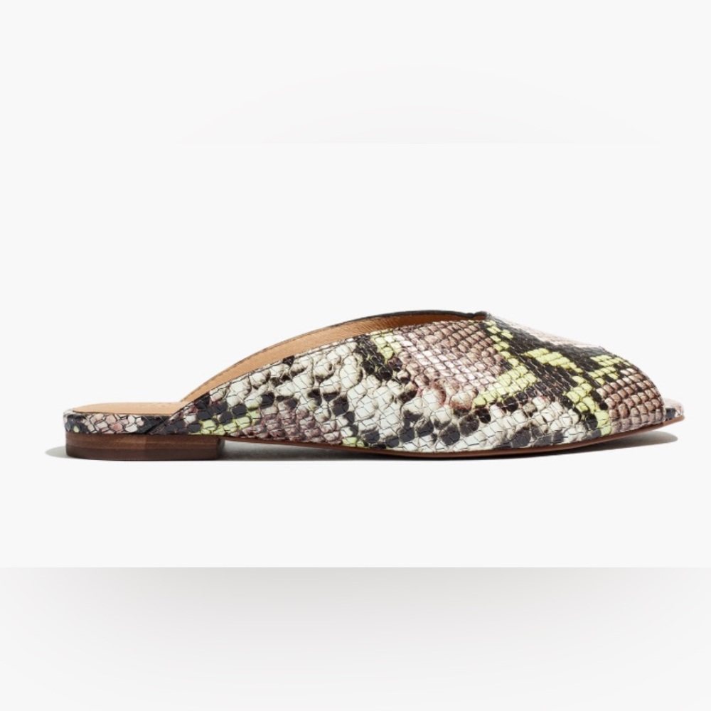 Madewell Snake Print Peep Toe Mules Sz 7 - Picture 3 of 8